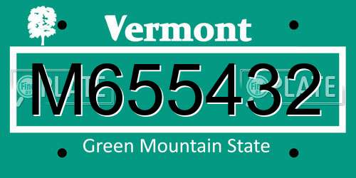 M655432 Vermont License Plate