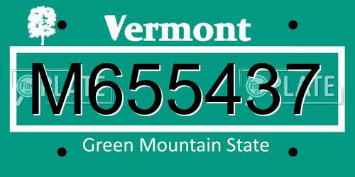 M655437 Vermont License Plate