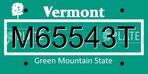 M65543T Vermont License Plate