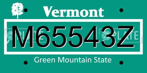 M65543Z Vermont License Plate