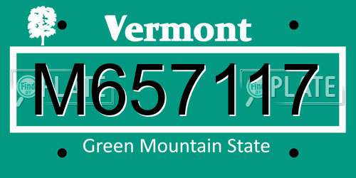 M657117 Vermont License Plate