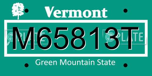 M65813T Vermont License Plate