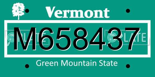 M658437 Vermont License Plate