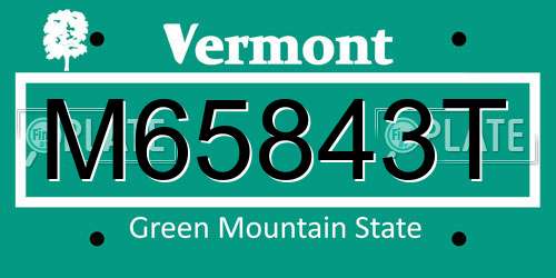 M65843T Vermont License Plate