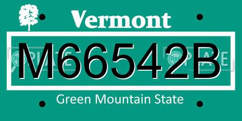 M66542B Vermont License Plate