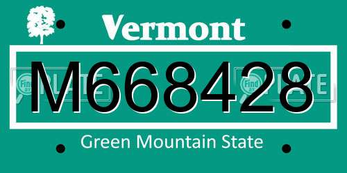 M668428 Vermont License Plate