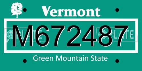 M672487 Vermont License Plate