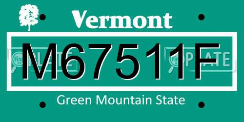 M67511F Vermont License Plate