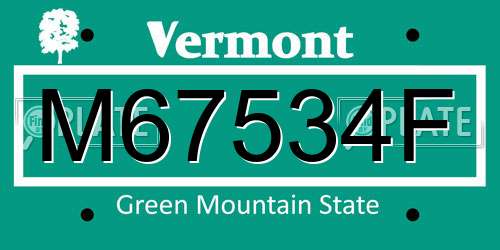 M67534F Vermont License Plate