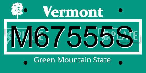 M67555S Vermont License Plate