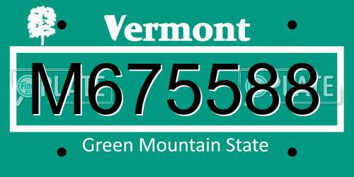 M675588 Vermont License Plate
