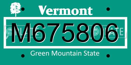 M675806 Vermont License Plate