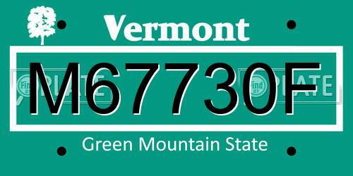 M67730F Vermont License Plate