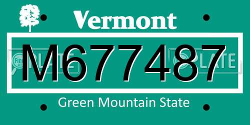 M677487 Vermont License Plate