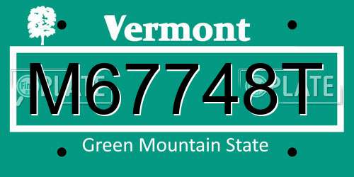 M67748T Vermont License Plate