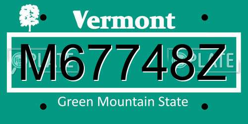 M67748Z Vermont License Plate