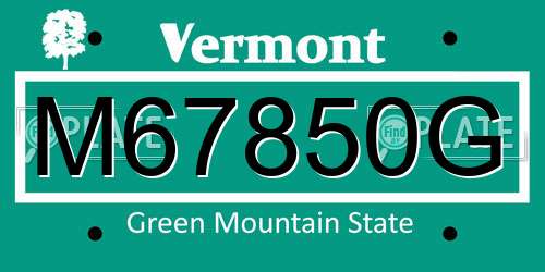 M67850G Vermont License Plate