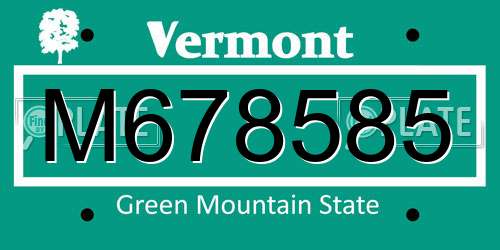 M678585 Vermont License Plate