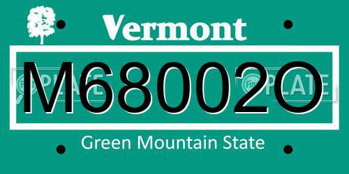 M68002O Vermont License Plate
