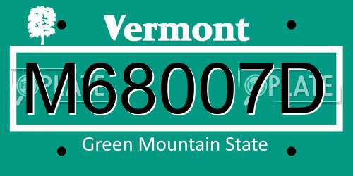 M68007D Vermont License Plate