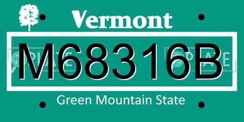 M68316B Vermont License Plate