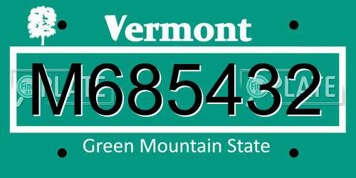 M685432 Vermont License Plate