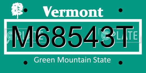 M68543T Vermont License Plate