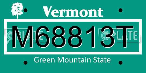 M68813T Vermont License Plate