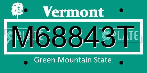 M68843T Vermont License Plate