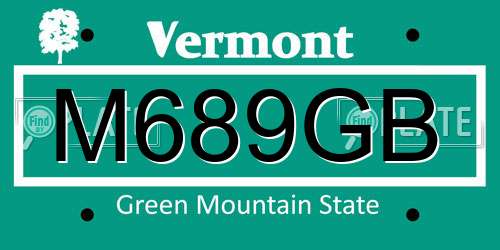 M689GB Vermont License Plate