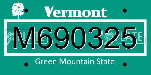 M690325 Vermont License Plate