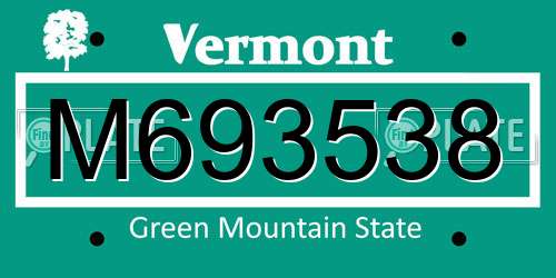 M693538 Vermont License Plate