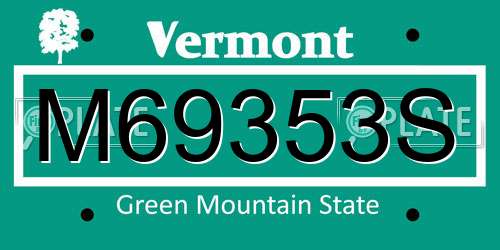 M69353S Vermont License Plate