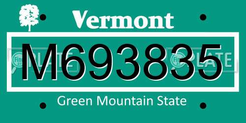 M693835 Vermont License Plate