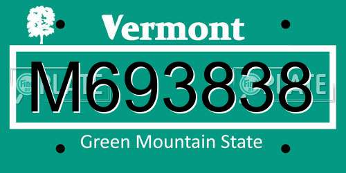 M693838 Vermont License Plate