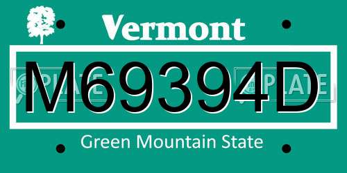 M69394D Vermont License Plate