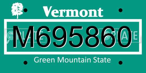 M695860 Vermont License Plate