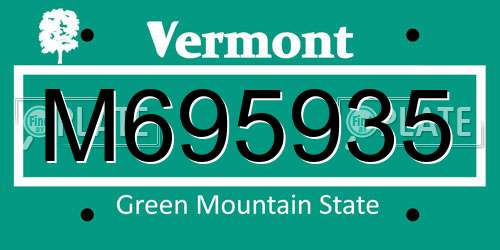 M695935 Vermont License Plate