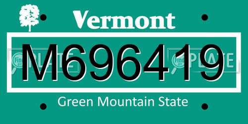 M696419 Vermont License Plate