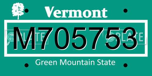 M705753 Vermont License Plate