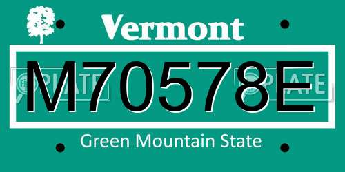 M70578E Vermont License Plate