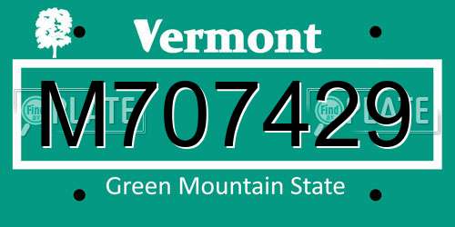 M707429 Vermont License Plate