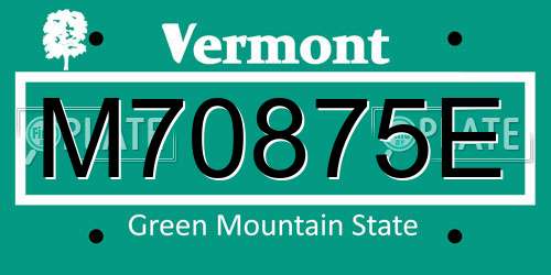 M70875E Vermont License Plate
