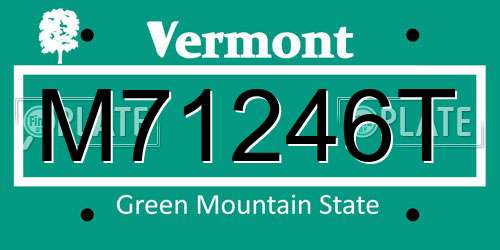 M71246T Vermont License Plate