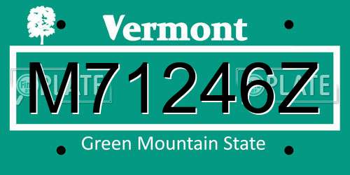 M71246Z Vermont License Plate