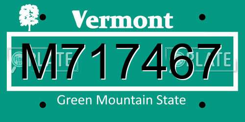 M717467 Vermont License Plate