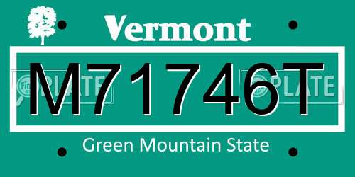 M71746T Vermont License Plate
