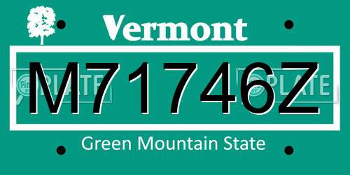 M71746Z Vermont License Plate