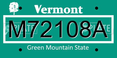 M72108A Vermont License Plate