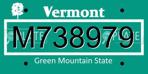 M738979 Vermont License Plate